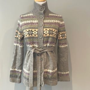 Sundance FairIsle cardigan - grey / snowflake sweater- size medium